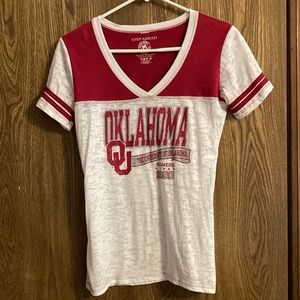 Step Ahead Classic Apparel Size M Semi Sheer OU Red White Ladies Tee